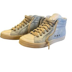 P448 High Top Baby Blue and Leather Sneakers| Shoes